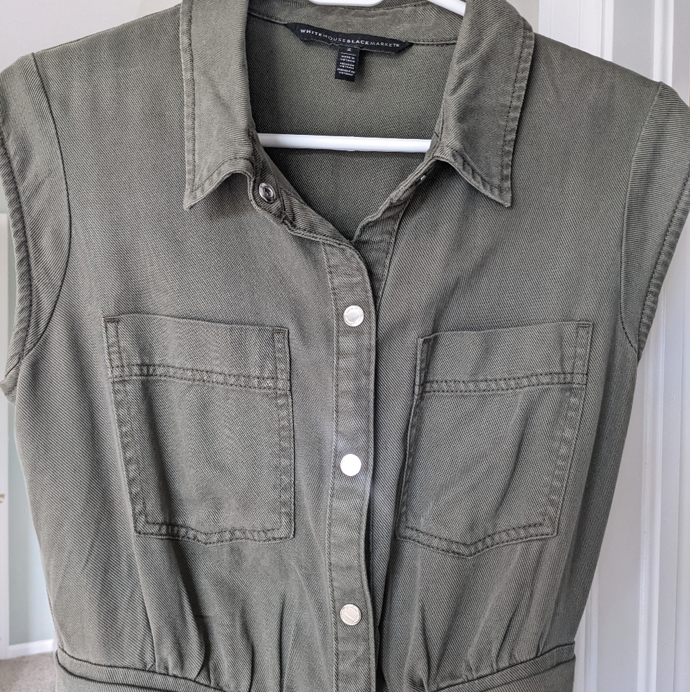 WHBM SUPER SOFT green utility dress